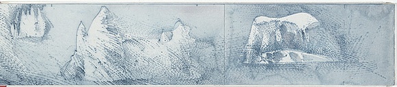 Artist: b'SCHMEISSER, Jorg' | Title: b'My first little book from the voyage to the ice on the Aurora Australis.' | Date: 1999 | Technique: b'engraving, printed in blue ink, from multiple polycarbonate sheets; watercolour, gouache and pencil' | Copyright: b'\xc2\xa9 J\xc3\xb6rg Schmeisser' Artist: b'SCHMEISSER, Jorg' | Title: b'My first little book from the voyage to the ice on the Aurora Australis.' | Date: 1999 | Technique: b'engraving, printed in blue ink, from multiple polycarbonate sheets; watercolour, gouache and pencil' | Copyright: b'\xc2\xa9 J\xc3\xb6rg Schmeisser'