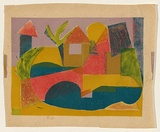 Title: The red bridge | Date: c. 1955 | Technique: screenprint, printed in colour, from multiple stencils