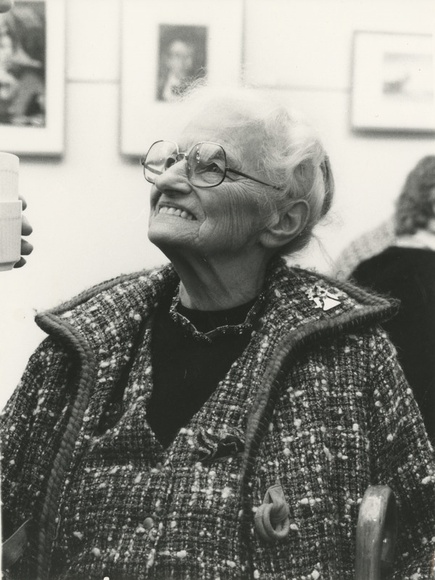 Artist: b'Derham, Frances.' | Title: bFrances Derham at the opening of 'Melbourne woodcuts and linocuts of the 1920's and 1930's', Ballarat, Victoria, 1981. | Date: 1981