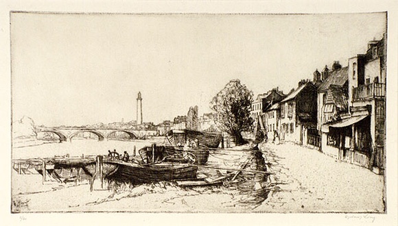 Artist: b'Long, Sydney.' | Title: b'Strand on the Green, No.3' | Date: 1923 | Technique: b'line-etching and drypoint, printed in black ink, from one copper plate' | Copyright: b'Reproduced with the kind permission of the Ophthalmic Research Institute of Australia' Artist: b'Long, Sydney.' | Title: b'Strand on the Green, No.3' | Date: 1923 | Technique: b'line-etching and drypoint, printed in black ink, from one copper plate' | Copyright: b'Reproduced with the kind permission of the Ophthalmic Research Institute of Australia'