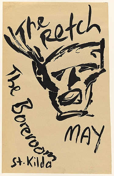 Artist: b'Stewart, Jeff.' | Title: b'The Retch -The Boreroom St.Kilda.' | Date: 1980 | Technique: b'screenprint, printed in black ink, from one stencil' Artist: b'Stewart, Jeff.' | Title: b'The Retch -The Boreroom St.Kilda.' | Date: 1980 | Technique: b'screenprint, printed in black ink, from one stencil'