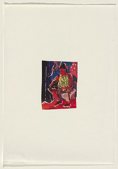 Title: not titled [seated woman with tray] | Technique: screenprint, printed in colour, from multiple stencils