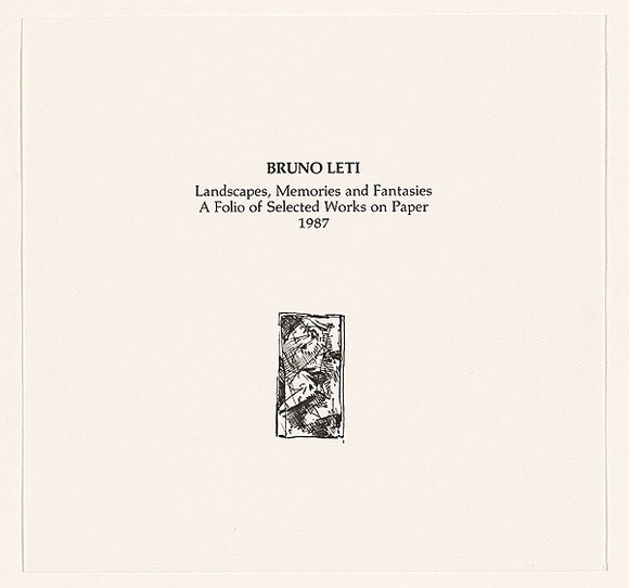 Title: b'Title page for Bruno Leti: Landscapes, memories and fantasies' | Date: 1987 | Technique: b'offset-lithograph, printed in black ink, from one plate'
