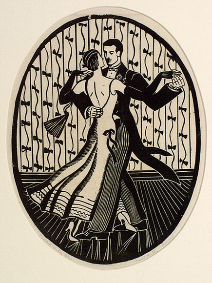 Artist: b'Huntley, Isabel.' | Title: b'Twentieth century blues' | Date: 1932 | Technique: b'linocut, printed in black ink, from one block' | Copyright: b'\xc2\xa9 Estate of Isabel Huntley, Douglas Huntley' Artist: b'Huntley, Isabel.' | Title: b'Twentieth century blues' | Date: 1932 | Technique: b'linocut, printed in black ink, from one block' | Copyright: b'\xc2\xa9 Estate of Isabel Huntley, Douglas Huntley'