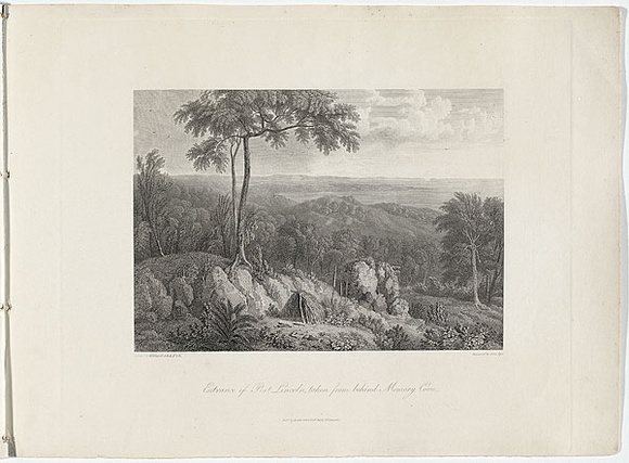 Title: b'Entrance of Port Lincoln, taken from behind Memory Cove.' | Date: 1814 | Technique: b'engraving, printed in black ink, from one copper plate' Title: b'Entrance of Port Lincoln, taken from behind Memory Cove.' | Date: 1814 | Technique: b'engraving, printed in black ink, from one copper plate'