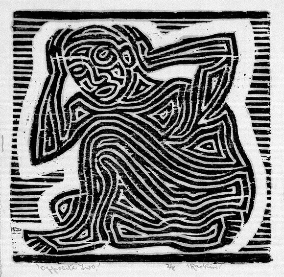 Artist: b'Hawkins, Weaver.' | Title: b'Opposite two' | Date: 1963 | Technique: b'woodcut, printed in black ink, from one block' | Copyright: b'The Estate of H.F Weaver Hawkins' Artist: b'Hawkins, Weaver.' | Title: b'Opposite two' | Date: 1963 | Technique: b'woodcut, printed in black ink, from one block' | Copyright: b'The Estate of H.F Weaver Hawkins'