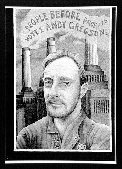 Artist: b'Febey, Rodney.' | Title: b'People before profits Vote 1 Andy Gregson.' | Date: 1982 | Technique: b'photocopy, printed in black ink, from hand drawn artwork' Artist: b'Febey, Rodney.' | Title: b'People before profits Vote 1 Andy Gregson.' | Date: 1982 | Technique: b'photocopy, printed in black ink, from hand drawn artwork'