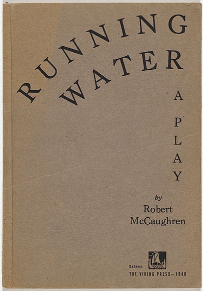 Artist: b'Stewart, Elsie.' | Title: b'Running Water, A Play.' | Date: 1940 | Technique: b'linocut, printed in black ink, from one block; letterpress text' Artist: b'Stewart, Elsie.' | Title: b'Running Water, A Play.' | Date: 1940 | Technique: b'linocut, printed in black ink, from one block; letterpress text'