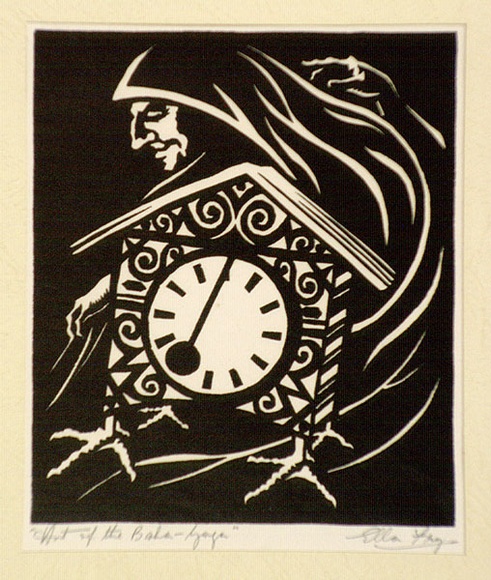 Artist: b'Fry, Ella.' | Title: b'The hut of the Baba-Yaga.' | Date: 1942 | Technique: b'linocut, printed in black ink, from one block' Artist: b'Fry, Ella.' | Title: b'The hut of the Baba-Yaga.' | Date: 1942 | Technique: b'linocut, printed in black ink, from one block'