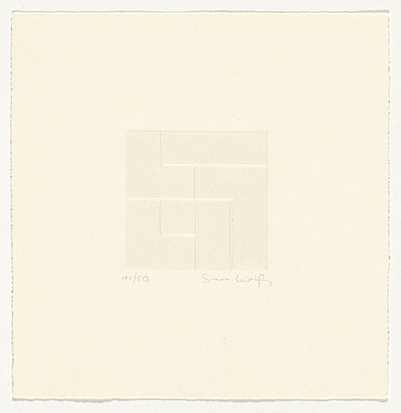 Artist: b'Wrigley, Simon.' | Title: b'not titled [geometric motif]' | Date: 1980 | Technique: b'relief-etching, blind embossed, from one plate'