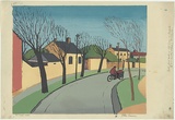Artist: Sumner, Alan. | Title: Side street, Toorak | Date: c.1944 | Technique: screenprint, printed in colour, from nine stencils