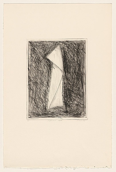 Title: b'Suspended cloth' | Date: 1979 | Technique: b'drypoint, printed in black ink, from one perspex plate'