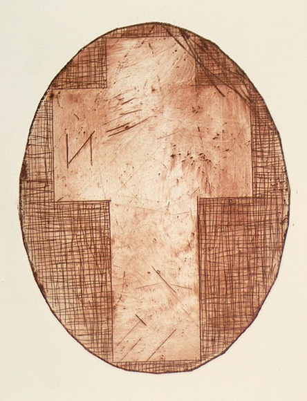 Artist: b'Nixon, John.' | Title: b'not titled' | Date: 1985 | Technique: b'etching, printed in red-brown with plate-tone, from one plate' Artist: b'Nixon, John.' | Title: b'not titled' | Date: 1985 | Technique: b'etching, printed in red-brown with plate-tone, from one plate'