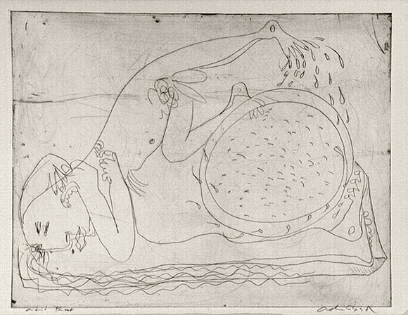 Artist: b'BOYD, Arthur' | Title: b'Lovers under a microscope.' | Date: (1968-69) | Technique: b'etching, printed in black ink, from one plate' | Copyright: b'Reproduced with permission of Bundanon Trust' Artist: b'BOYD, Arthur' | Title: b'Lovers under a microscope.' | Date: (1968-69) | Technique: b'etching, printed in black ink, from one plate' | Copyright: b'Reproduced with permission of Bundanon Trust'