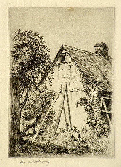 Artist: b'LINDSAY, Lionel' | Title: b'Cottage idyll, Ambleside, South Australia' | Date: 1922 | Technique: b'etching, printed in black ink with plate-tone, from one plate' | Copyright: b'Courtesy of the National Library of Australia' Artist: b'LINDSAY, Lionel' | Title: b'Cottage idyll, Ambleside, South Australia' | Date: 1922 | Technique: b'etching, printed in black ink with plate-tone, from one plate' | Copyright: b'Courtesy of the National Library of Australia'