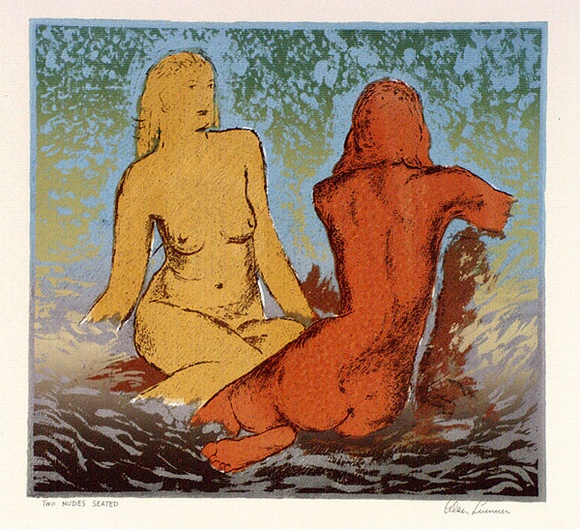 Artist: b'Sumner, Alan.' | Title: b'Two nudes seated' | Date: c.1945 | Technique: b'screenprint, printed in colour, from five stencils' Artist: b'Sumner, Alan.' | Title: b'Two nudes seated' | Date: c.1945 | Technique: b'screenprint, printed in colour, from five stencils'