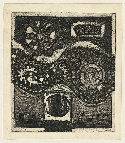 Title: b'Panel for the seven days of creation 8' | Date: c.1965 | Technique: b'etching and aquatint, printed in black ink, from one plate' Title: b'Panel for the seven days of creation 8' | Date: c.1965 | Technique: b'etching and aquatint, printed in black ink, from one plate'