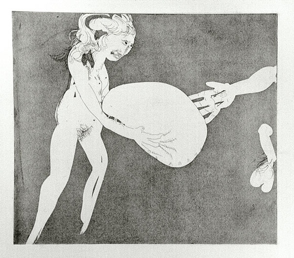 Artist: b'BOYD, Arthur' | Title: b'Myrrhine and Kinesias Myrrhine: Here is a matress now.' | Date: (1970) | Technique: b'etching and aquatint, printed in black ink, from one plate' | Copyright: b'Reproduced with permission of Bundanon Trust' Artist: b'BOYD, Arthur' | Title: b'Myrrhine and Kinesias Myrrhine: Here is a matress now.' | Date: (1970) | Technique: b'etching and aquatint, printed in black ink, from one plate' | Copyright: b'Reproduced with permission of Bundanon Trust'