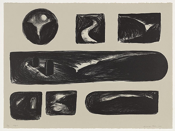 Artist: b'Fels, Carolyn.' | Title: b'Night' | Date: 1990 | Technique: b'lithograph, printed in colour, from two stones (black and white)' | Copyright: b'\xc2\xa9 Carolyn Fels' Artist: b'Fels, Carolyn.' | Title: b'Night' | Date: 1990 | Technique: b'lithograph, printed in colour, from two stones (black and white)' | Copyright: b'\xc2\xa9 Carolyn Fels'