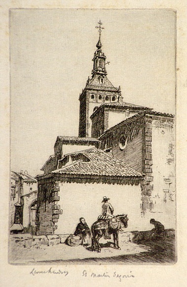 Artist: b'LINDSAY, Lionel' | Title: b'St Martin, Segovia' | Date: 1942 | Technique: b'etching, printed in black ink, from one plate' | Copyright: b'Courtesy of the National Library of Australia' Artist: b'LINDSAY, Lionel' | Title: b'St Martin, Segovia' | Date: 1942 | Technique: b'etching, printed in black ink, from one plate' | Copyright: b'Courtesy of the National Library of Australia'