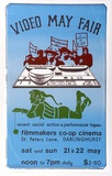 Artist: GREY, Peter | Title: Video May Fair recent social action & performance tapes | Date: 1977 | Technique: screenprint, printed in colour, from four stencils