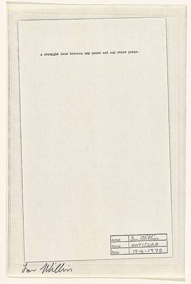 Title: b'A straight line between any point and other point' | Date: 1970 | Technique: b'pen and ink on typescript on offset-lithograph and xerox' Title: b'A straight line between any point and other point' | Date: 1970 | Technique: b'pen and ink on typescript on offset-lithograph and xerox'
