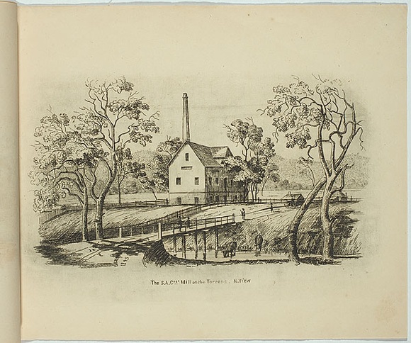 Artist: b'Nixon, F.R.' | Title: bThe SA company's mill on the Torrens, N. view. | Date: 1845 | Technique: b'etching, printed in black ink, each from one plate' Artist: b'Nixon, F.R.' | Title: bThe SA company's mill on the Torrens, N. view. | Date: 1845 | Technique: b'etching, printed in black ink, each from one plate'