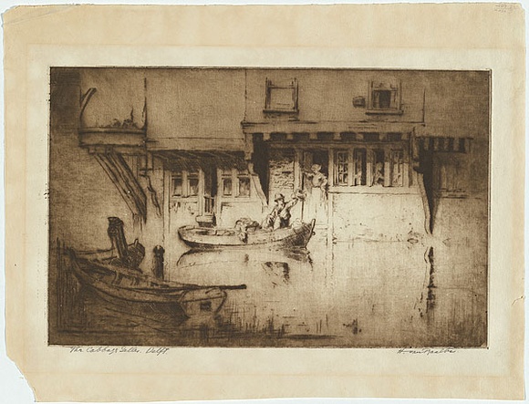 Artist: b'van RAALTE, Henri' | Title: b'The cabbage seller, Delft' | Date: 1918 | Technique: b'drypoint, printed in brown ink with plate-tone, from one plate' Artist: b'van RAALTE, Henri' | Title: b'The cabbage seller, Delft' | Date: 1918 | Technique: b'drypoint, printed in brown ink with plate-tone, from one plate'