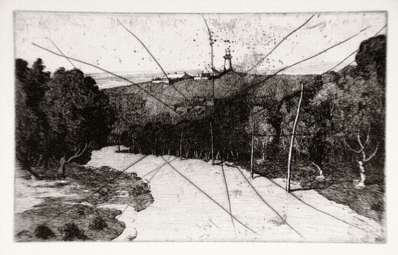 Artist: b'FEINT, Adrian' | Title: b'(Lighthouse, Palm Beach).' | Date: c.1922 | Technique: b'etching, printed in black ink, from one plate' | Copyright: b'Courtesy the Estate of Adrian Feint' Artist: b'FEINT, Adrian' | Title: b'(Lighthouse, Palm Beach).' | Date: c.1922 | Technique: b'etching, printed in black ink, from one plate' | Copyright: b'Courtesy the Estate of Adrian Feint'