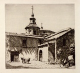 Artist: b'LINDSAY, Lionel' | Title: b'San Andres, Toledo' | Date: 1927 | Technique: b'etching, printed in brown ink with plate-tone, from one plate' | Copyright: b'Courtesy of the National Library of Australia'