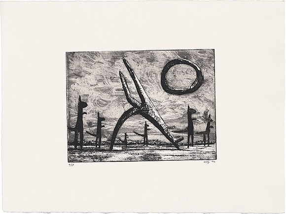 Artist: b'Kelly, John.' | Title: b'The night' | Date: 2002 | Technique: b'etching and aquatint, printed in black ink, from one plate' | Copyright: b'\xc2\xa9 John Kelly. Licensed by VISCOPY, Australia.' Artist: b'Kelly, John.' | Title: b'The night' | Date: 2002 | Technique: b'etching and aquatint, printed in black ink, from one plate' | Copyright: b'\xc2\xa9 John Kelly. Licensed by VISCOPY, Australia.'