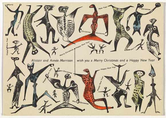 Title: b'Christmas card.' | Date: 1950s | Technique: b'lithograph, printed in colour, from multiple plates' Title: b'Christmas card.' | Date: 1950s | Technique: b'lithograph, printed in colour, from multiple plates'