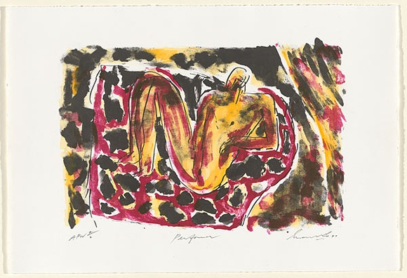 Artist: b'Lee, Graeme.' | Title: b'Performer' | Date: 1997, August | Technique: b'lithograph, printed in colour, from multiple stones; hand-coloured' Artist: b'Lee, Graeme.' | Title: b'Performer' | Date: 1997, August | Technique: b'lithograph, printed in colour, from multiple stones; hand-coloured'