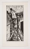Artist: Sakale John, Laben. | Title: House renovation | Date: 2001 | Technique: linocut, printed in black ink, from one block