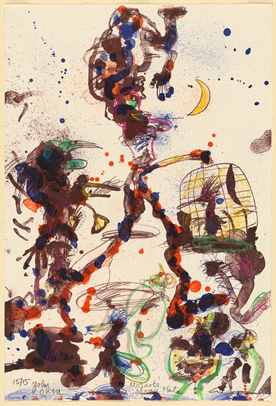 Artist: b'Olsen, John.' | Title: bMozart's magic flute | Date: 1992 | Technique: b'lithograph, printed in colour, from multiple plates; with pastel additions' | Copyright: b'\xc2\xa9 John Olsen. Licensed by VISCOPY, Australia' Artist: b'Olsen, John.' | Title: bMozart's magic flute | Date: 1992 | Technique: b'lithograph, printed in colour, from multiple plates; with pastel additions' | Copyright: b'\xc2\xa9 John Olsen. Licensed by VISCOPY, Australia'