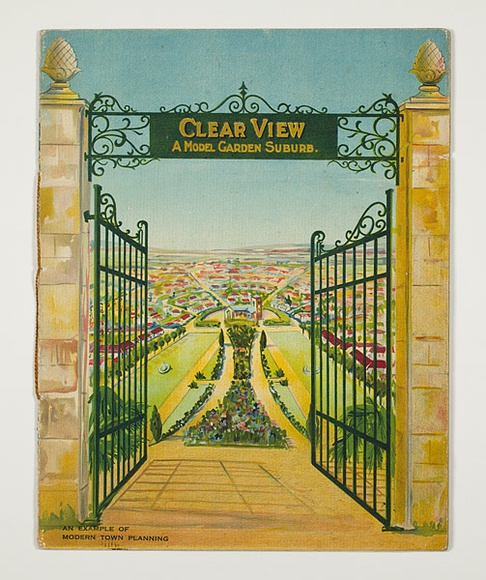 Artist: b'Burdett, Frank.' | Title: b'Clear View, a model garden suburb.' | Date: 1917-18 | Technique: b'lithographs, printed in colour, from multiple stones' Artist: b'Burdett, Frank.' | Title: b'Clear View, a model garden suburb.' | Date: 1917-18 | Technique: b'lithographs, printed in colour, from multiple stones'