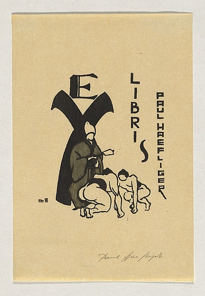 Artist: b'Haefliger, Paul.' | Title: b'Bookplate: Paul Haefliger' | Date: 1931-33 | Technique: b'woodcut, printed in black ink, from one block' Artist: b'Haefliger, Paul.' | Title: b'Bookplate: Paul Haefliger' | Date: 1931-33 | Technique: b'woodcut, printed in black ink, from one block'