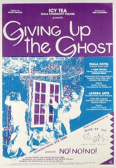 Artist: b'Porill, Cath.' | Title: b'Giving up the Ghost' | Date: 1991, August | Technique: b'screenprint, printed in blue and purple ink, from two stencils' Artist: b'Porill, Cath.' | Title: b'Giving up the Ghost' | Date: 1991, August | Technique: b'screenprint, printed in blue and purple ink, from two stencils'