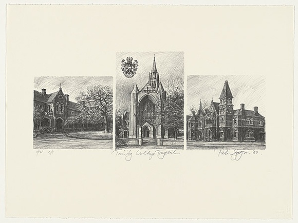 Artist: b'Zageris, Peter.' | Title: b'Trinity college triptych' | Date: 1989 | Technique: b'lithograph, printed in black ink, from one stone' Artist: b'Zageris, Peter.' | Title: b'Trinity college triptych' | Date: 1989 | Technique: b'lithograph, printed in black ink, from one stone'