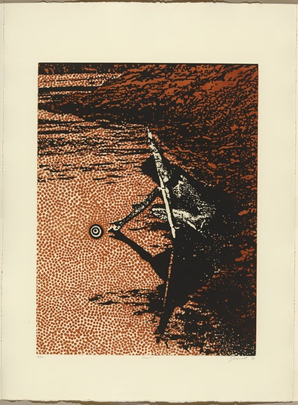 Artist: b'Bennett, Gordon.' | Title: b'Poet' | Date: 1993 | Technique: b'aquatint, printed in colour, from two plates' | Copyright: b'\xc2\xa9 Gordon Bennett, Licensed by VISCOPY, Australia' Artist: b'Bennett, Gordon.' | Title: b'Poet' | Date: 1993 | Technique: b'aquatint, printed in colour, from two plates' | Copyright: b'\xc2\xa9 Gordon Bennett, Licensed by VISCOPY, Australia'