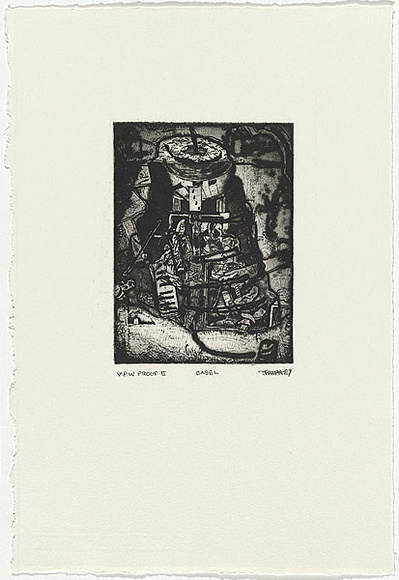 Artist: b'Ralph, Timothy' | Title: b'Babel' | Date: 1987 | Technique: b'etching and aquatint, printed in black ink with plate-tone, from one plate' | Copyright: b'\xc2\xa9 Timothy Ralph. Licensed by VISCOPY, Australia' Artist: b'Ralph, Timothy' | Title: b'Babel' | Date: 1987 | Technique: b'etching and aquatint, printed in black ink with plate-tone, from one plate' | Copyright: b'\xc2\xa9 Timothy Ralph. Licensed by VISCOPY, Australia'