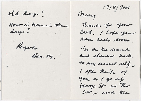 Title: b'Greeting card to Mary Page 2001' | Date: 2001