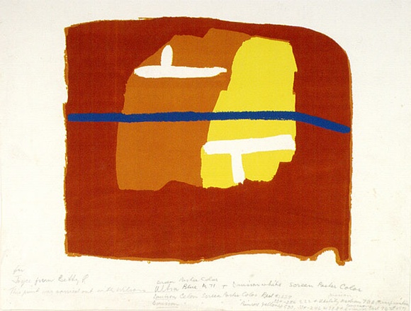 Artist: b'Rooney, Elizabeth.' | Title: b'Veranda' | Date: 1966 | Technique: b'screenprint, printed in colour, from five stencils' Artist: b'Rooney, Elizabeth.' | Title: b'Veranda' | Date: 1966 | Technique: b'screenprint, printed in colour, from five stencils'