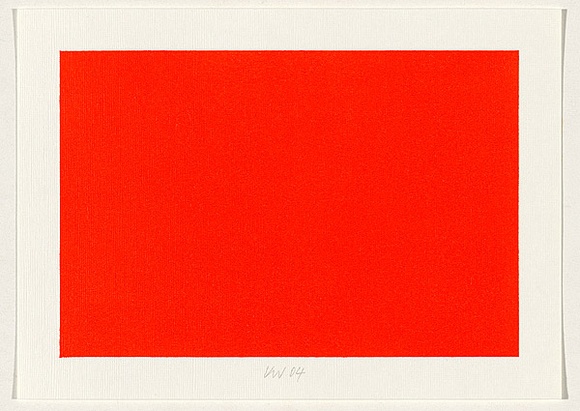 Artist: b'Wiebke, Karl.' | Title: b'not titled [fluro red-orange]' | Date: 2004 | Technique: b'screenprint, printed in acrylic paint, from one stencil'