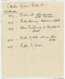 Title: b'List of Christmas cards from Bea Maddock' | Technique: b'hand-written list'