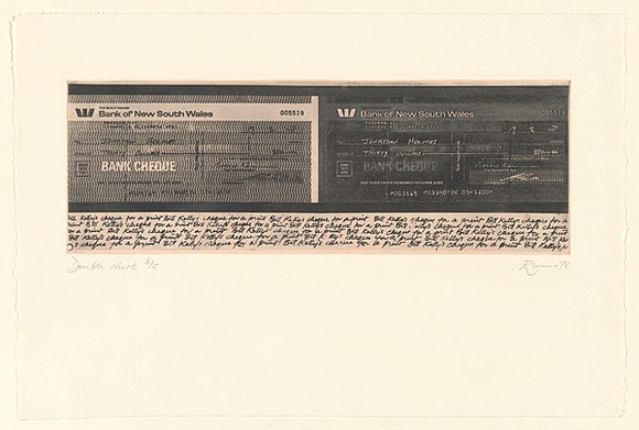 Artist: b'EWINS, Rod' | Title: b'Double check.' | Date: 1978 | Technique: b'etching and photo-etching, printed in black ink, from one zinc plate' Artist: b'EWINS, Rod' | Title: b'Double check.' | Date: 1978 | Technique: b'etching and photo-etching, printed in black ink, from one zinc plate'