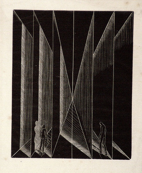 Artist: b'McGrath, Raymond.' | Title: bThro' Dumb Infinity | Date: 1930 | Technique: b'wood-engraving, printed in black ink, from one block' Artist: b'McGrath, Raymond.' | Title: bThro' Dumb Infinity | Date: 1930 | Technique: b'wood-engraving, printed in black ink, from one block'