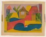 Title: The red bridge | Date: c. 1955 | Technique: screenprint, printed in colour, from multiple stencils