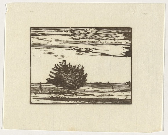 Artist: b'Hirschfeld Mack, Ludwig.' | Title: b'Cypress tree, Corio Bay' | Date: c.1943 | Technique: b'woodcut, printed in black ink, from one block' Artist: b'Hirschfeld Mack, Ludwig.' | Title: b'Cypress tree, Corio Bay' | Date: c.1943 | Technique: b'woodcut, printed in black ink, from one block'