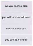 Artist: b'Azlan.' | Title: b'As you assassinate...' | Date: 2003 | Technique: b'stencil, printed in black ink, from multiple stencils'